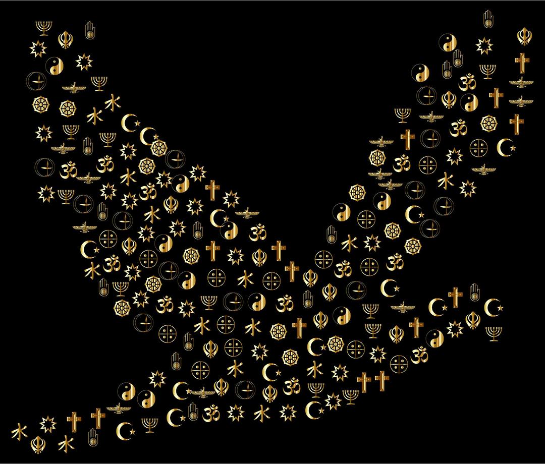 Gold World Religions Peace Dove png transparent