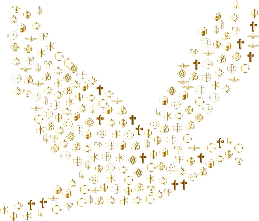 Gold World Religions Peace Dove No Background png transparent