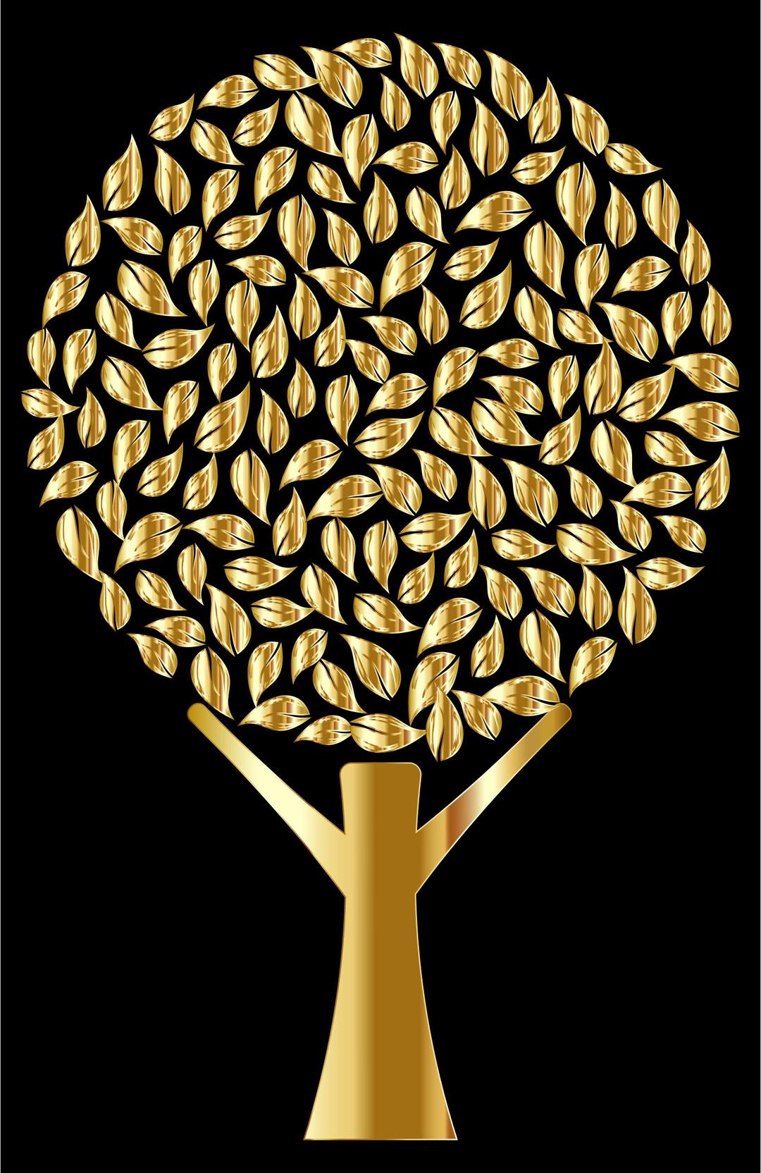 Golden Abstract Tree Variation 2 png transparent