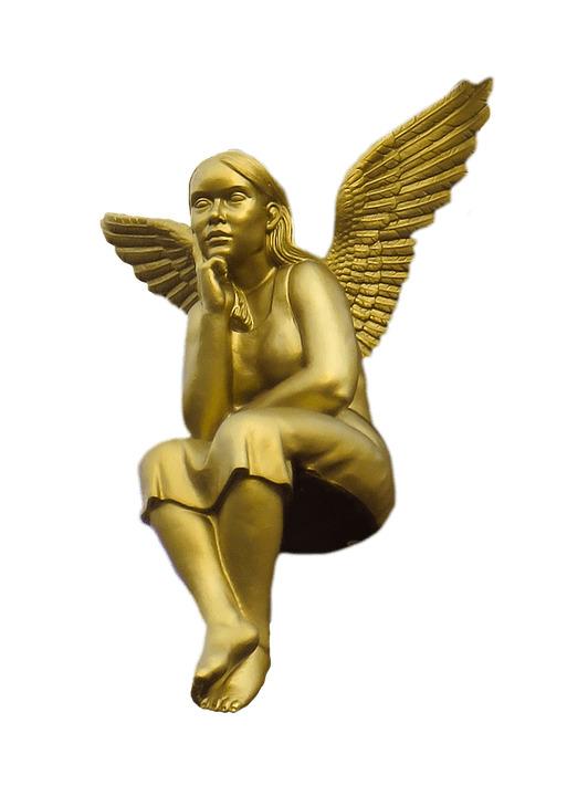 Golden Angel Sitting png transparent