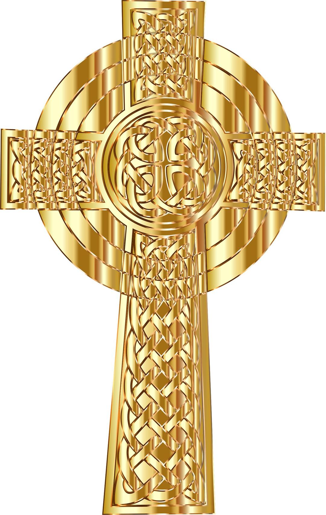 Golden Celtic Cross 2 png transparent