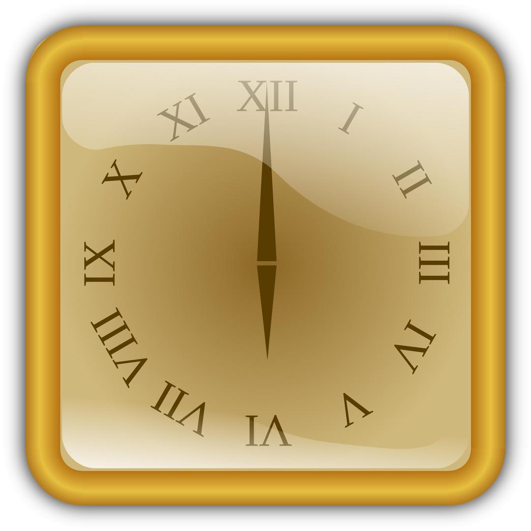 Golden clock. squared png transparent