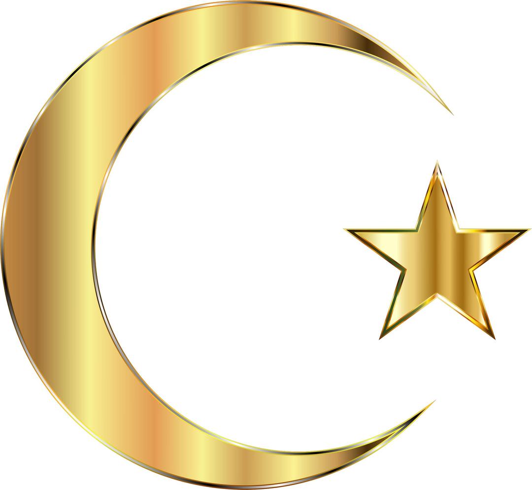 Golden Crescent Moon And Star Without Background png transparent