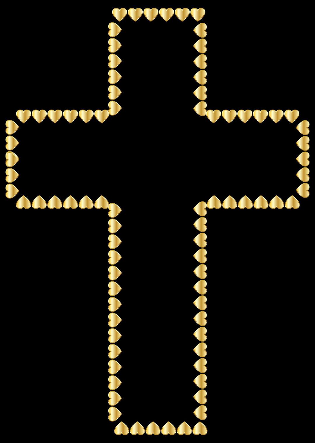 Golden Cross Hearts png transparent