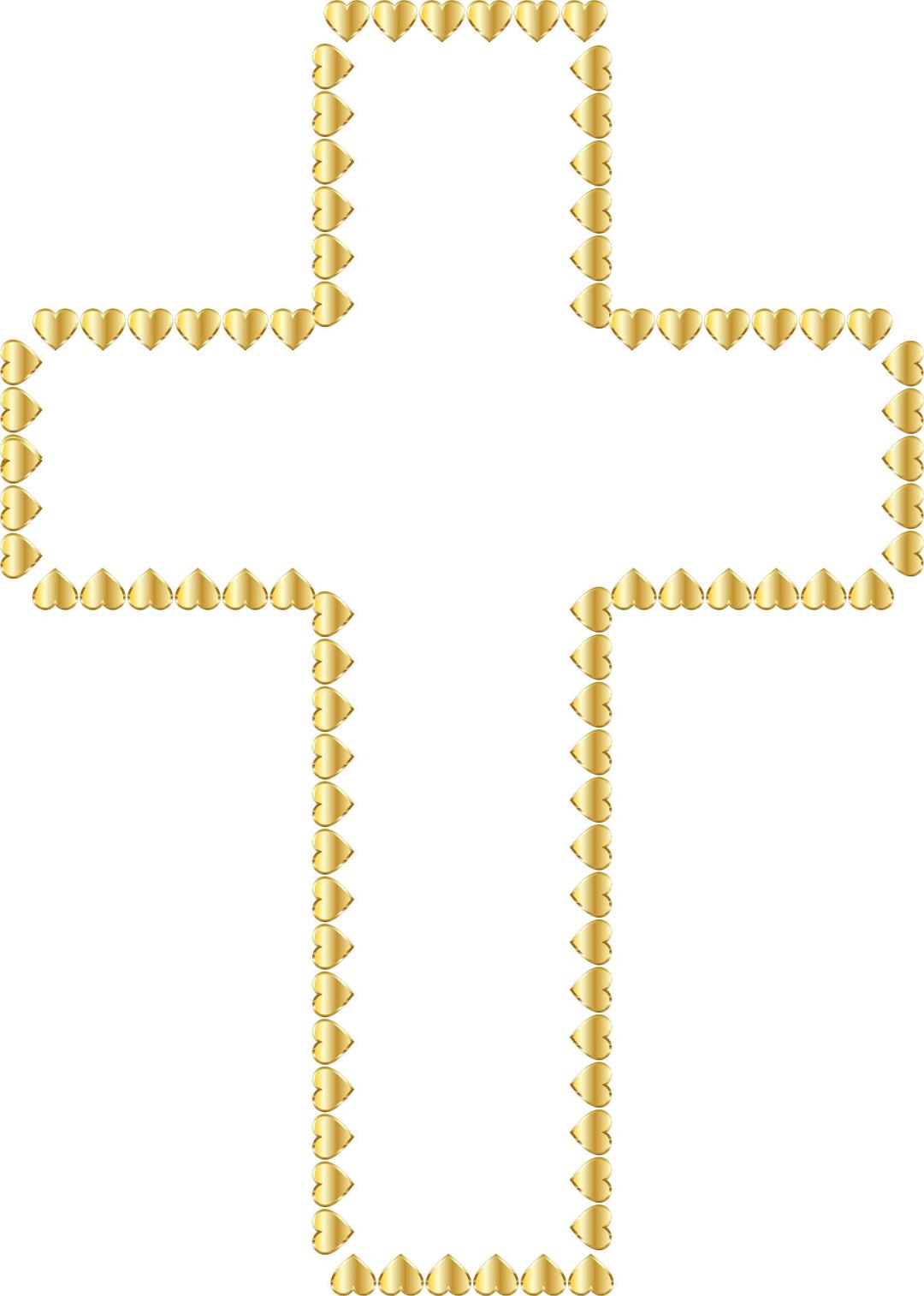 Golden Cross Hearts No Background png transparent