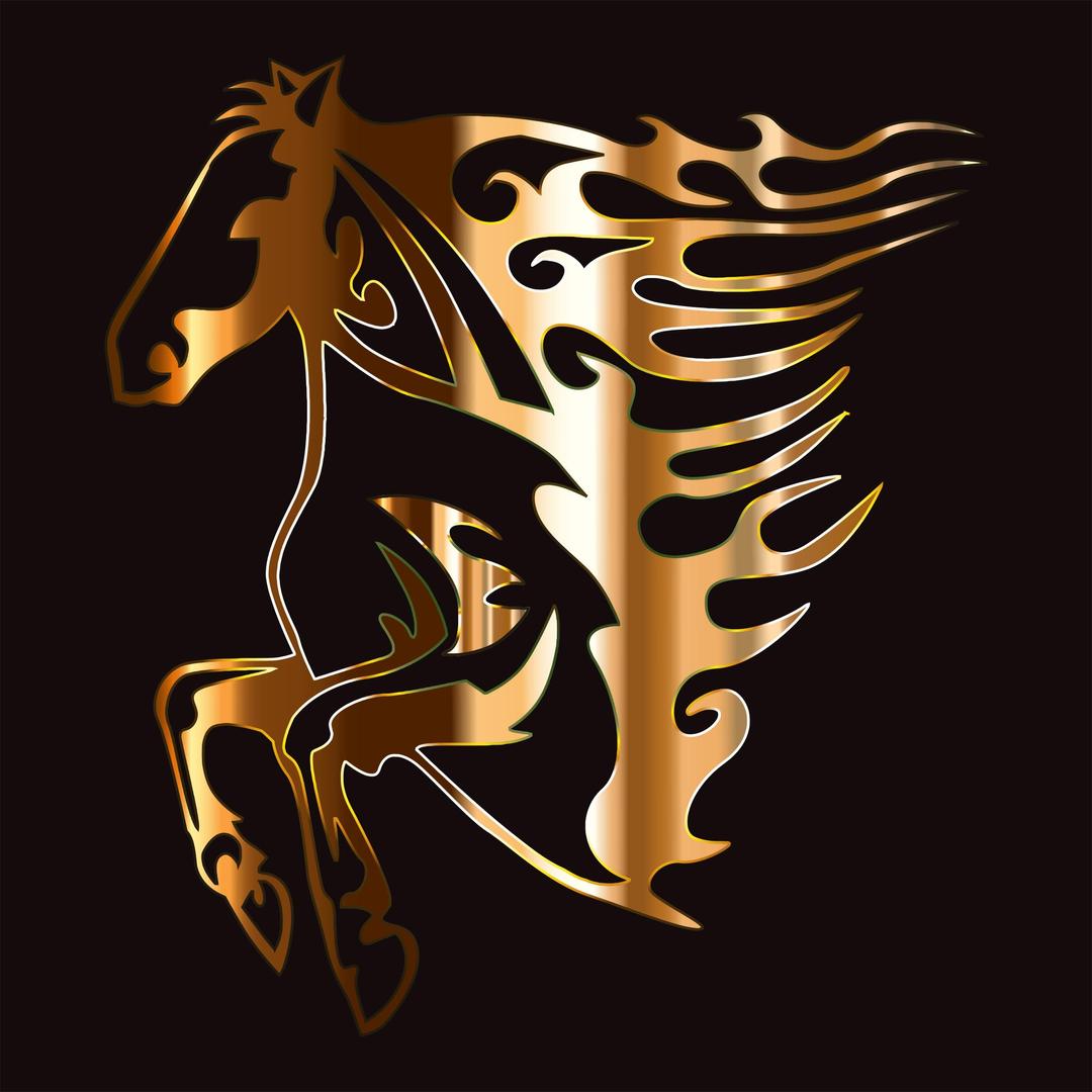 Golden Flame Horse png transparent