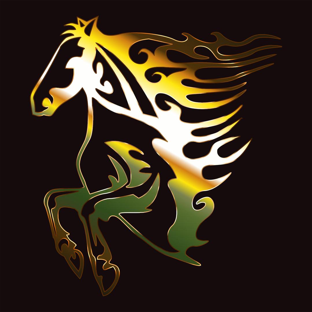 Golden Flame Horse 2 png transparent