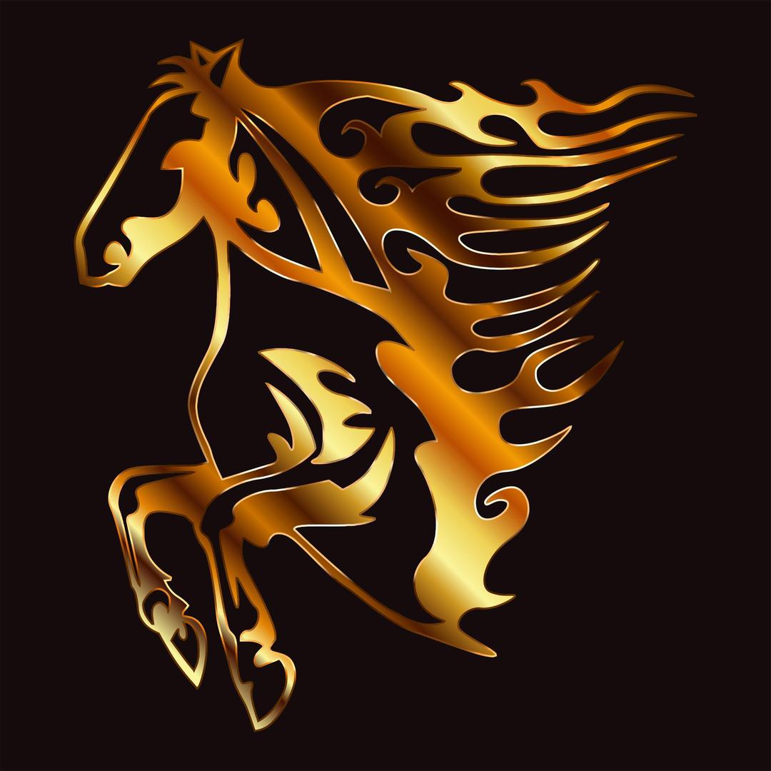 Golden Flame Horse 4 png transparent