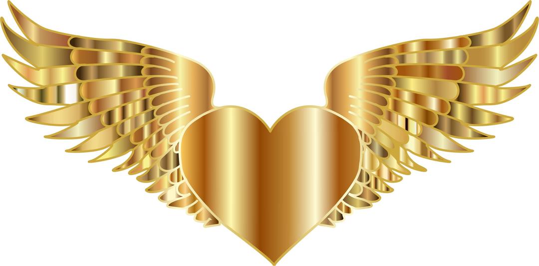 Golden Flying Heart png transparent