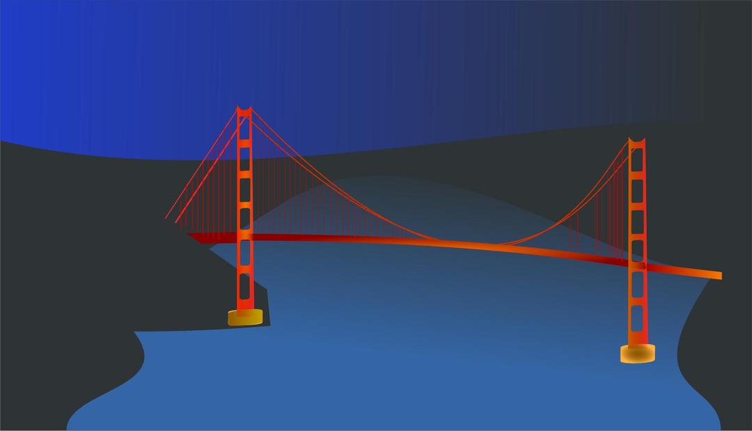 Golden Gate bridge by night png transparent