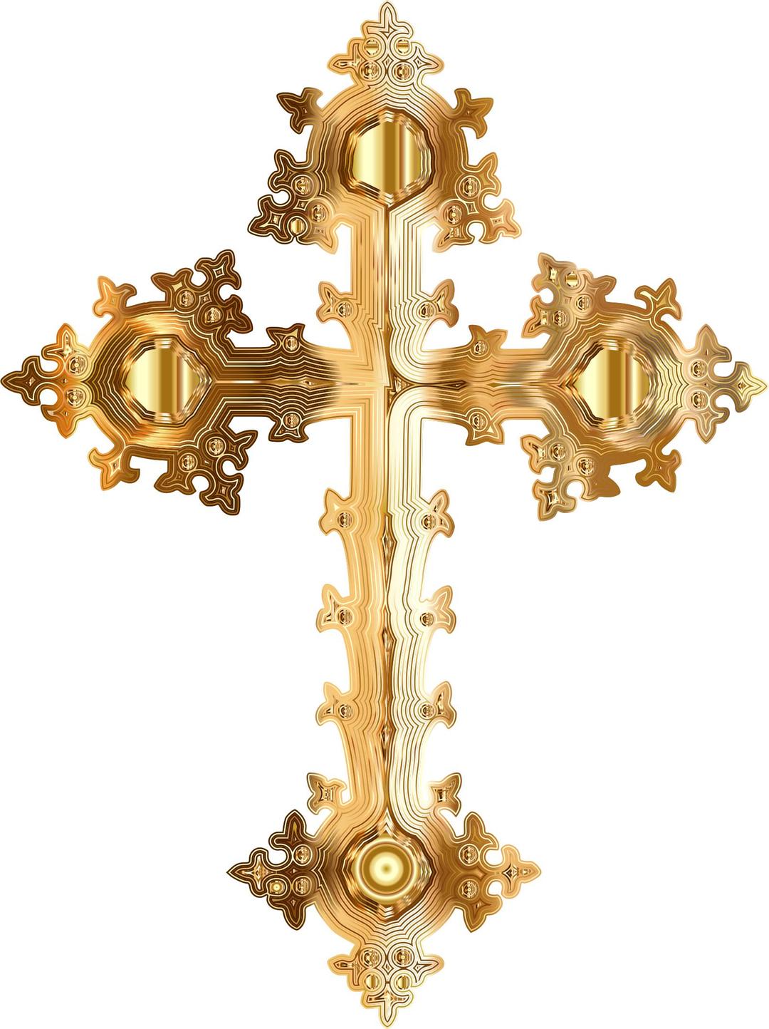 Golden Ornate Cross No Background png transparent
