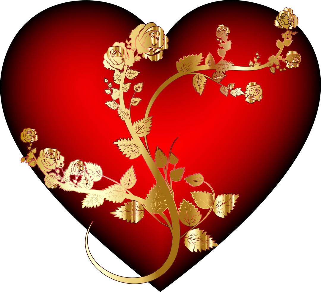 Golden Rose Heart png transparent