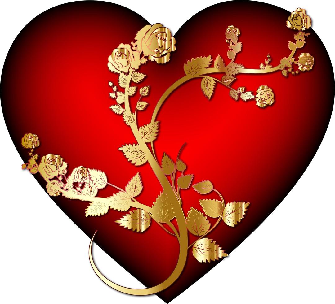 Golden Rose Heart Enhanced png transparent