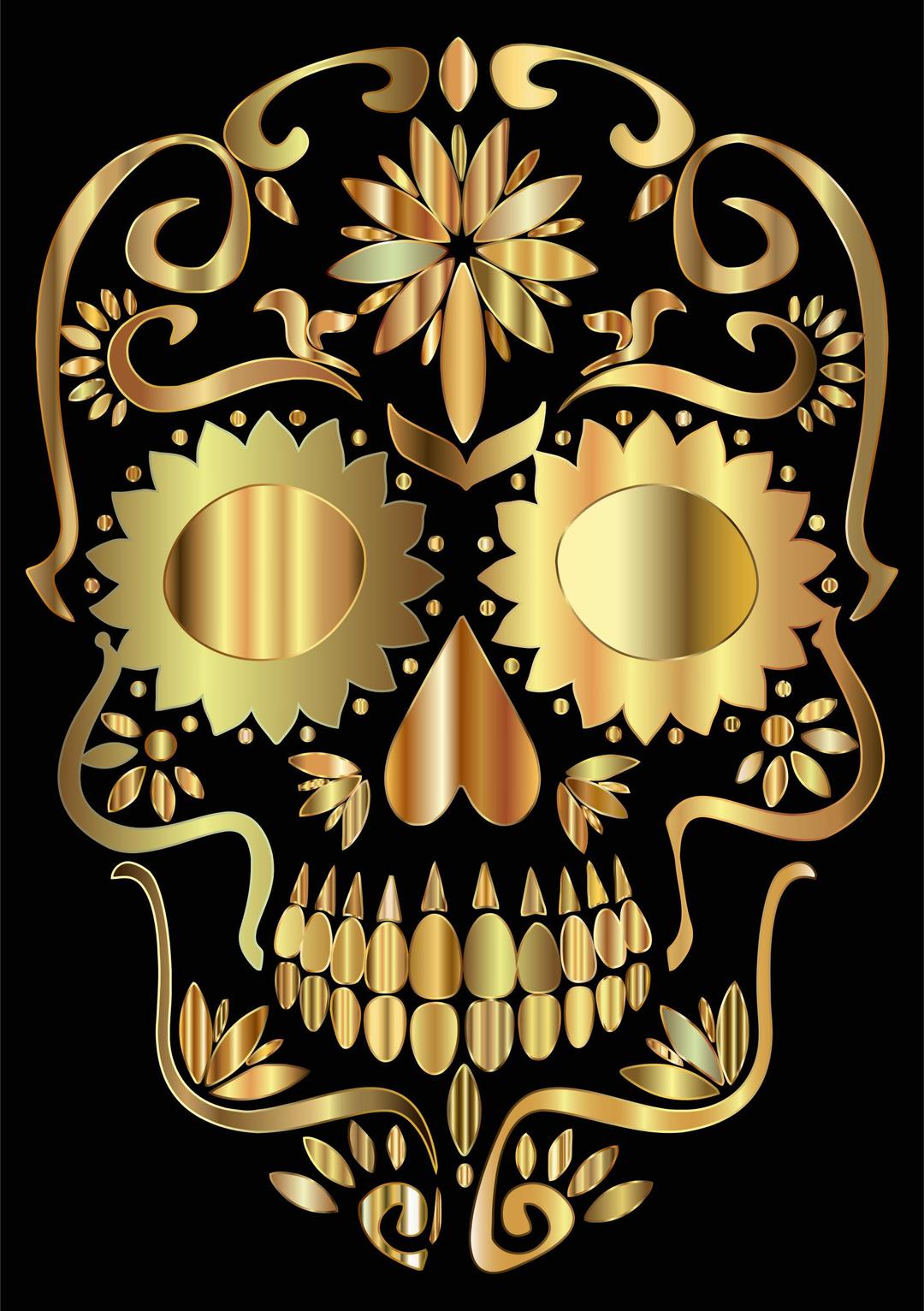Golden Sugar Skull Silhouette png transparent