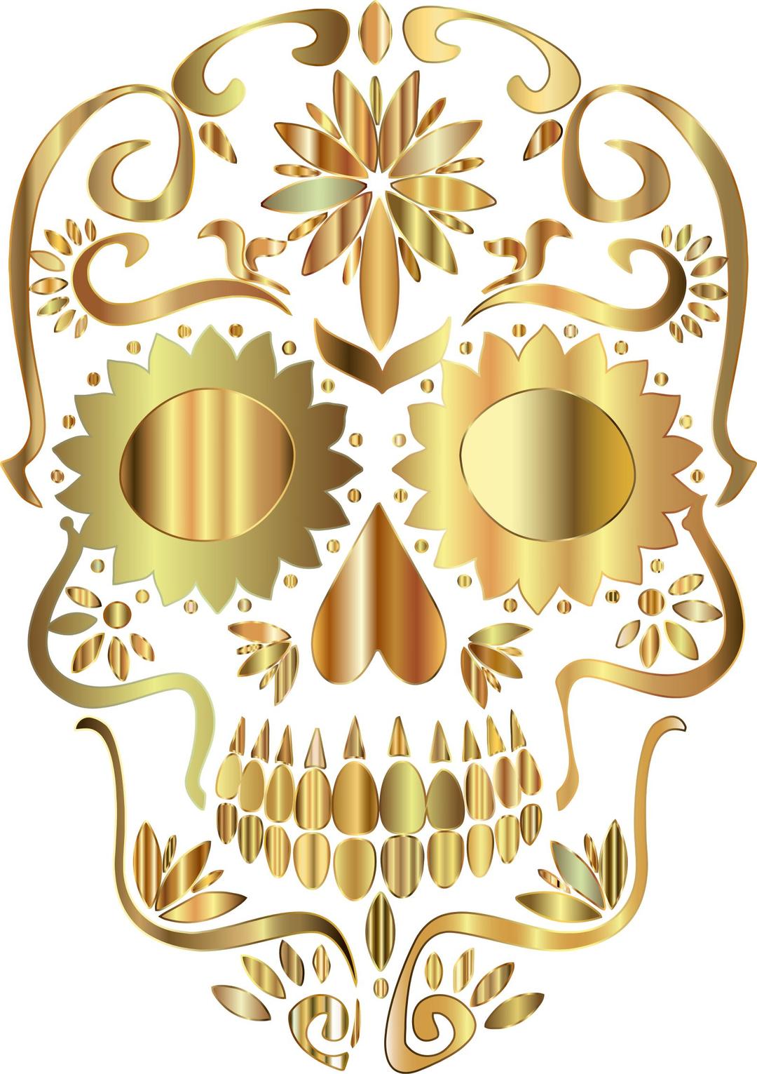 Golden Sugar Skull Silhouette No Background png transparent