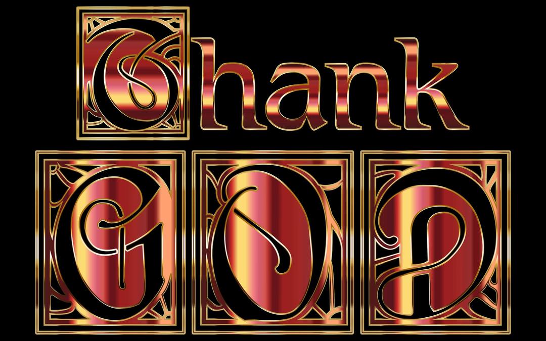 Golden Thank GOD Typography Variation 2 png transparent