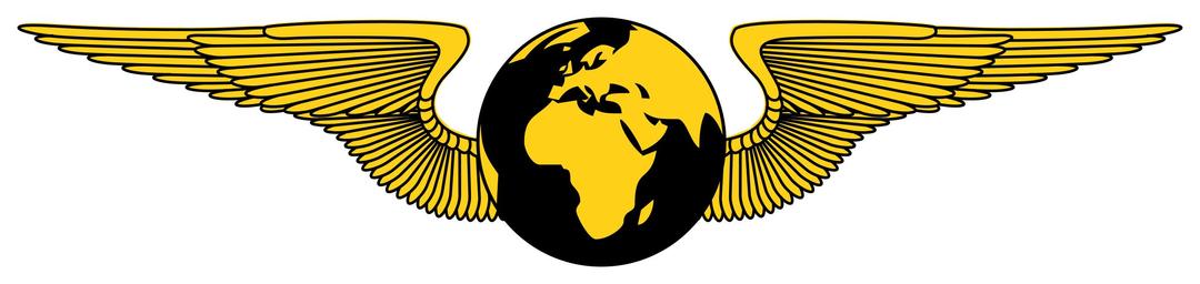 Golden winged globe emblem png transparent