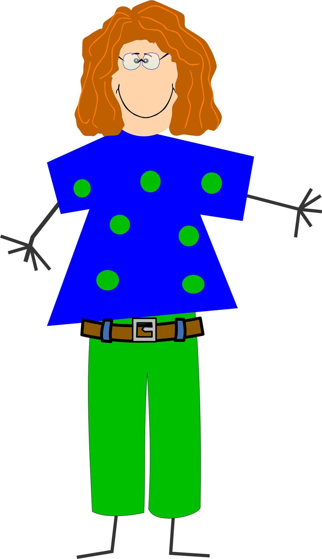 Grandma with glasses and ginger hair and funny clothes png transparent