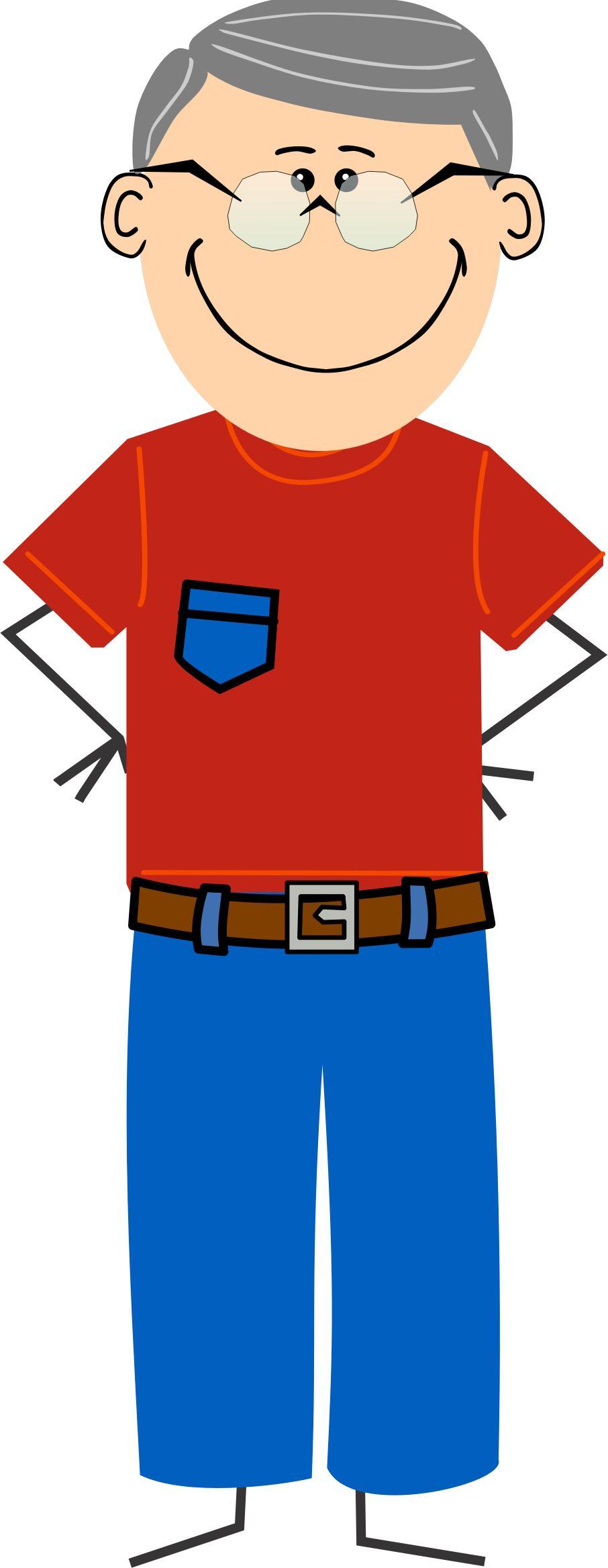 Grandpa with jeans and t-shirt png transparent