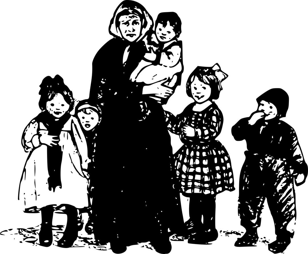 granny with children png transparent