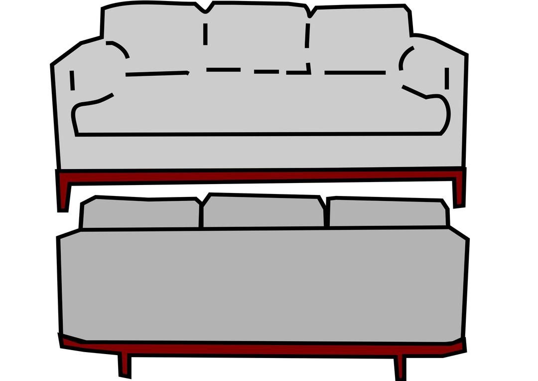 gray sofa front and back png transparent