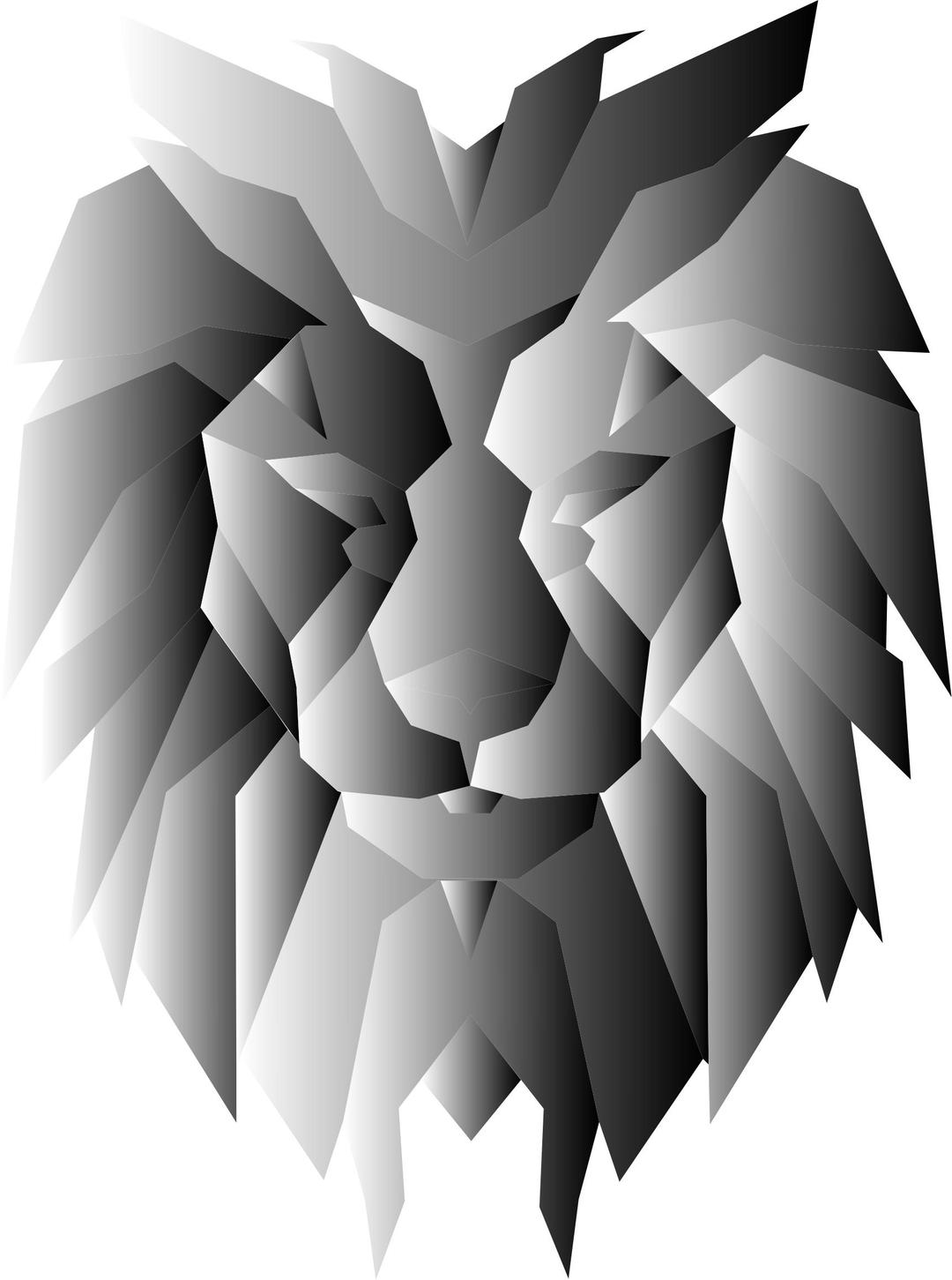 Grayscale Polygonal Lion Face png transparent