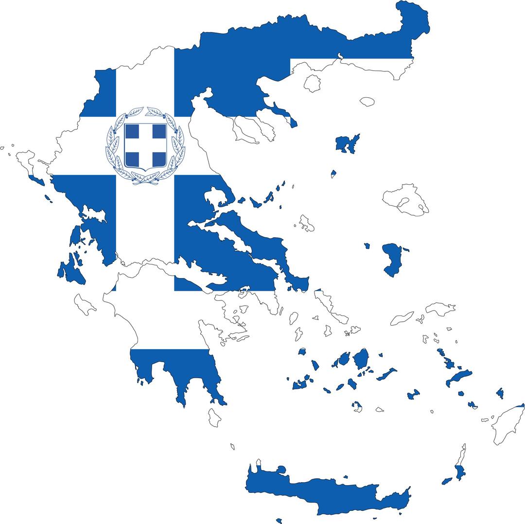Greece Map Flag With Stroke And Coat Of Arms png transparent