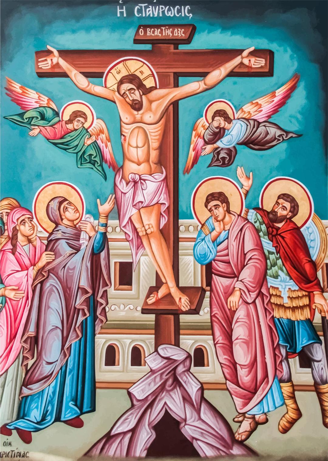 Greek Orthodox Crucifixion Of Jesus Christ Mural png transparent
