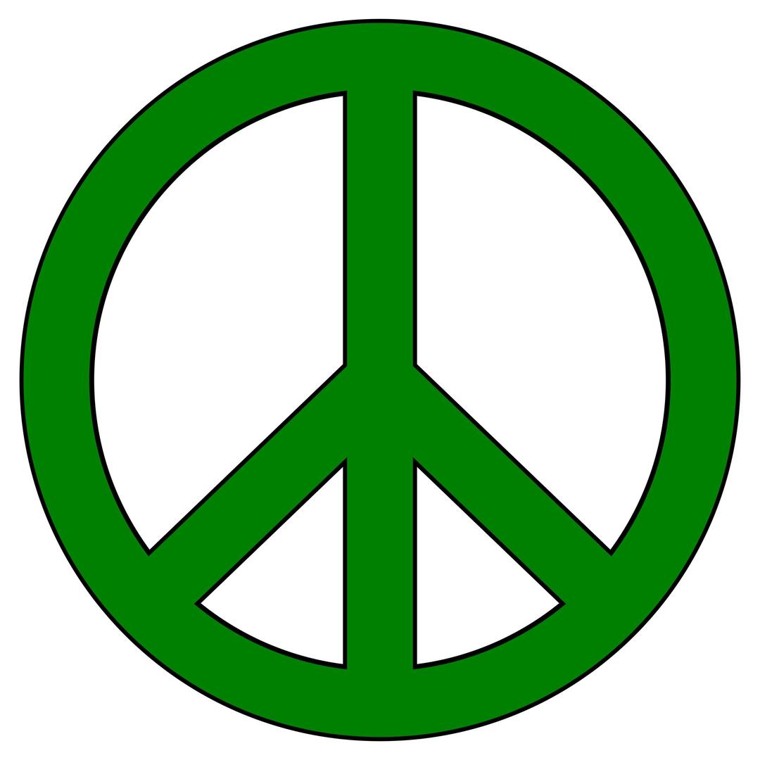 Green Peace Symbol, Black Border png transparent
