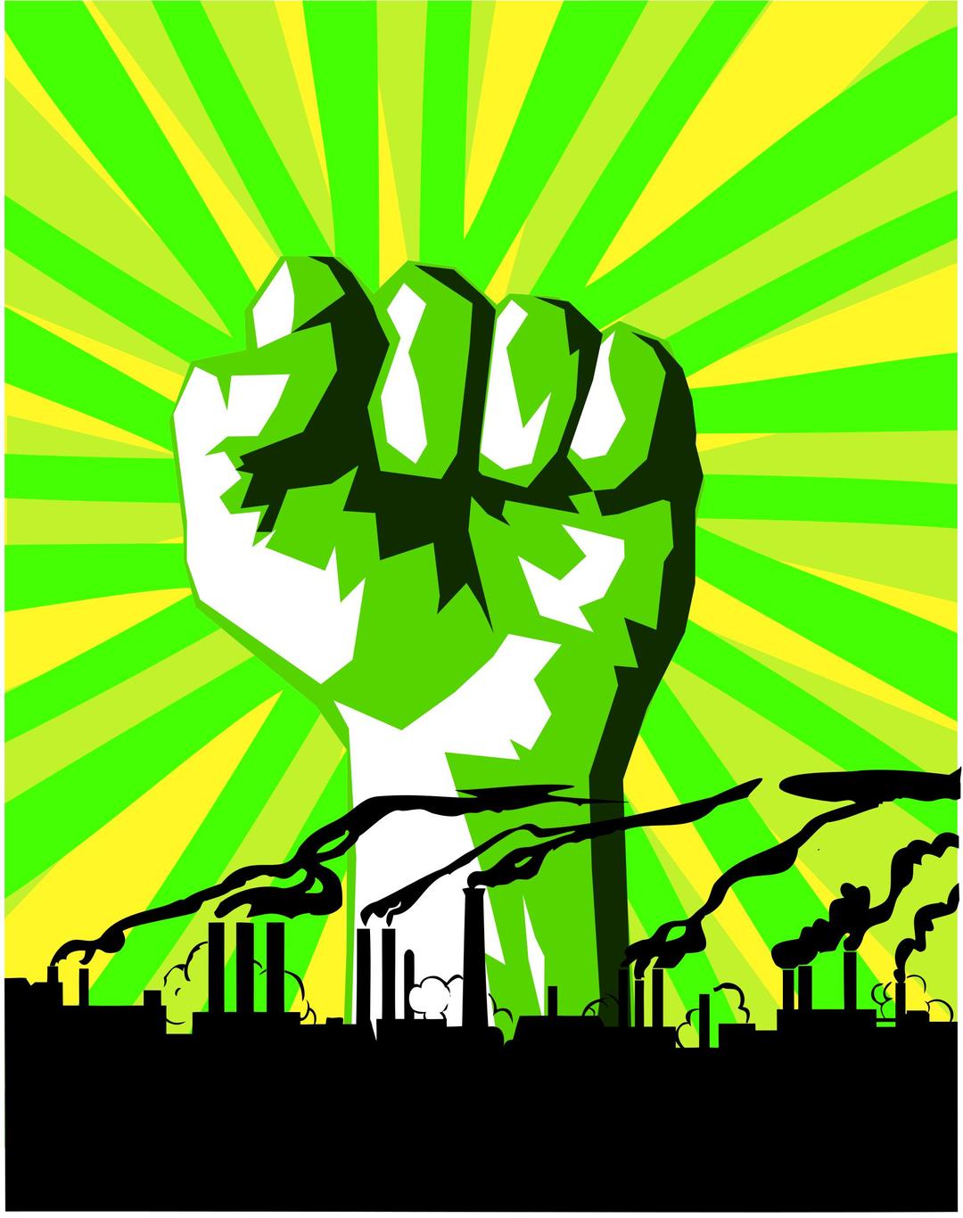 Green power against pollution png transparent
