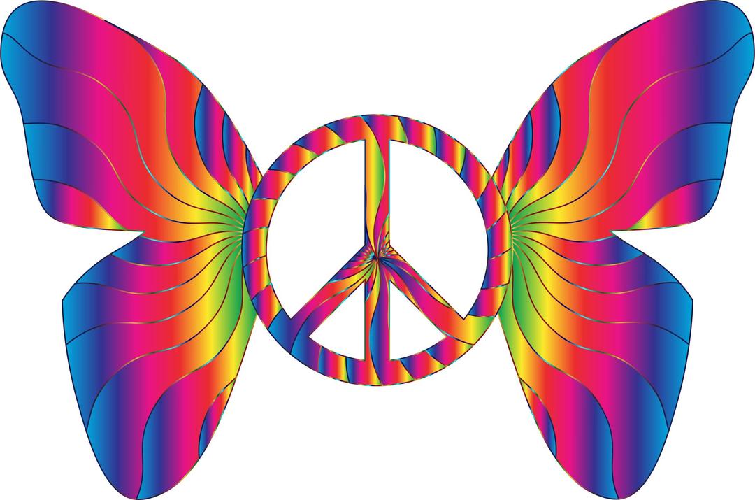 Groovy Peace Sign Butterfly 14 png transparent