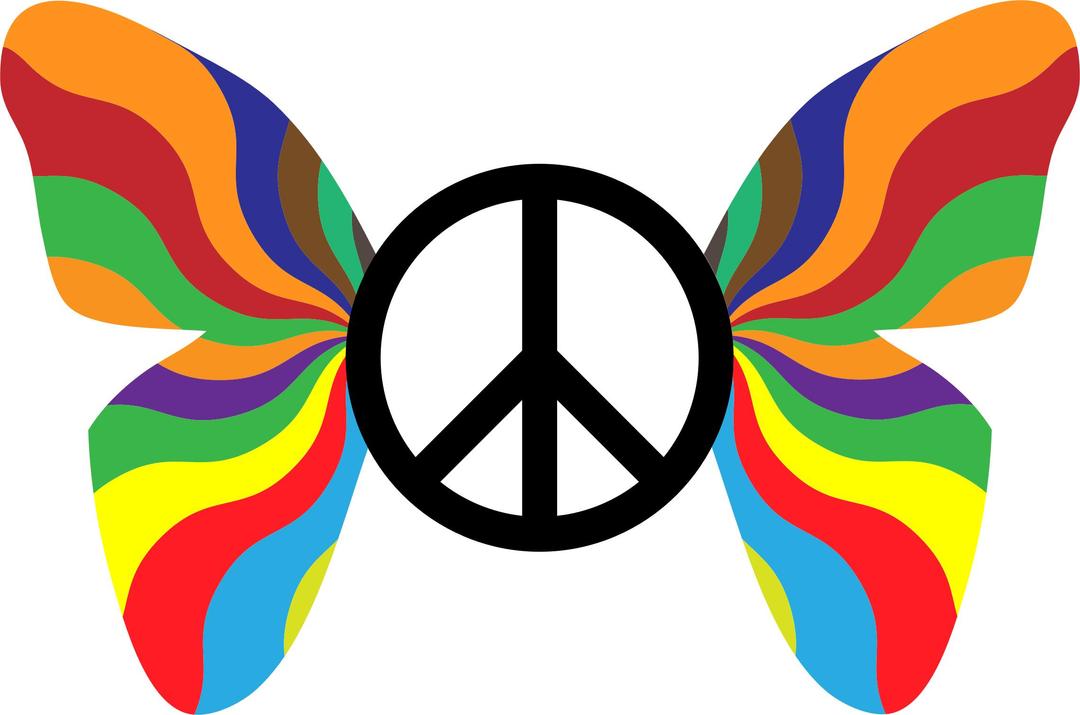 Groovy Peace Sign Butterfly 2 png transparent