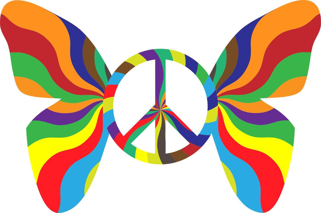 Groovy Peace Sign Butterfly 3 png transparent