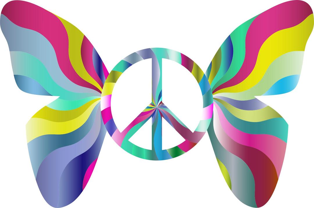 Groovy Peace Sign Butterfly 5 png transparent