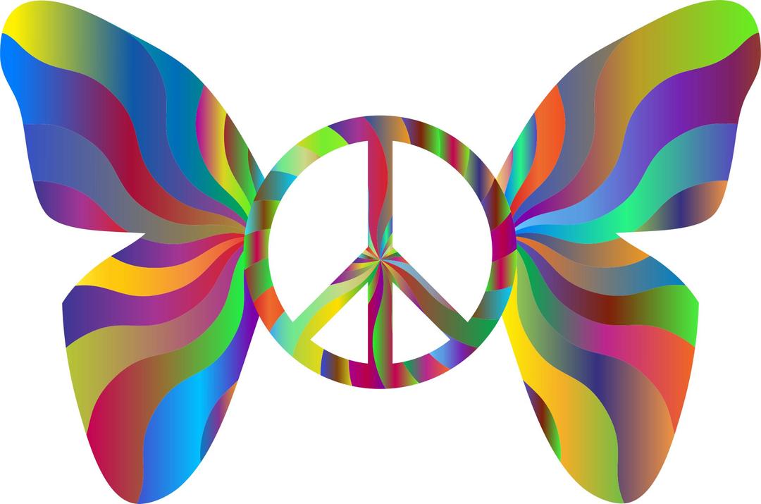 Groovy Peace Sign Butterfly 6 png transparent