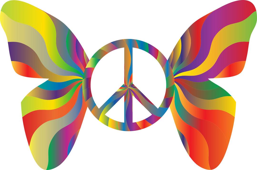 Groovy Peace Sign Butterfly 7 png transparent