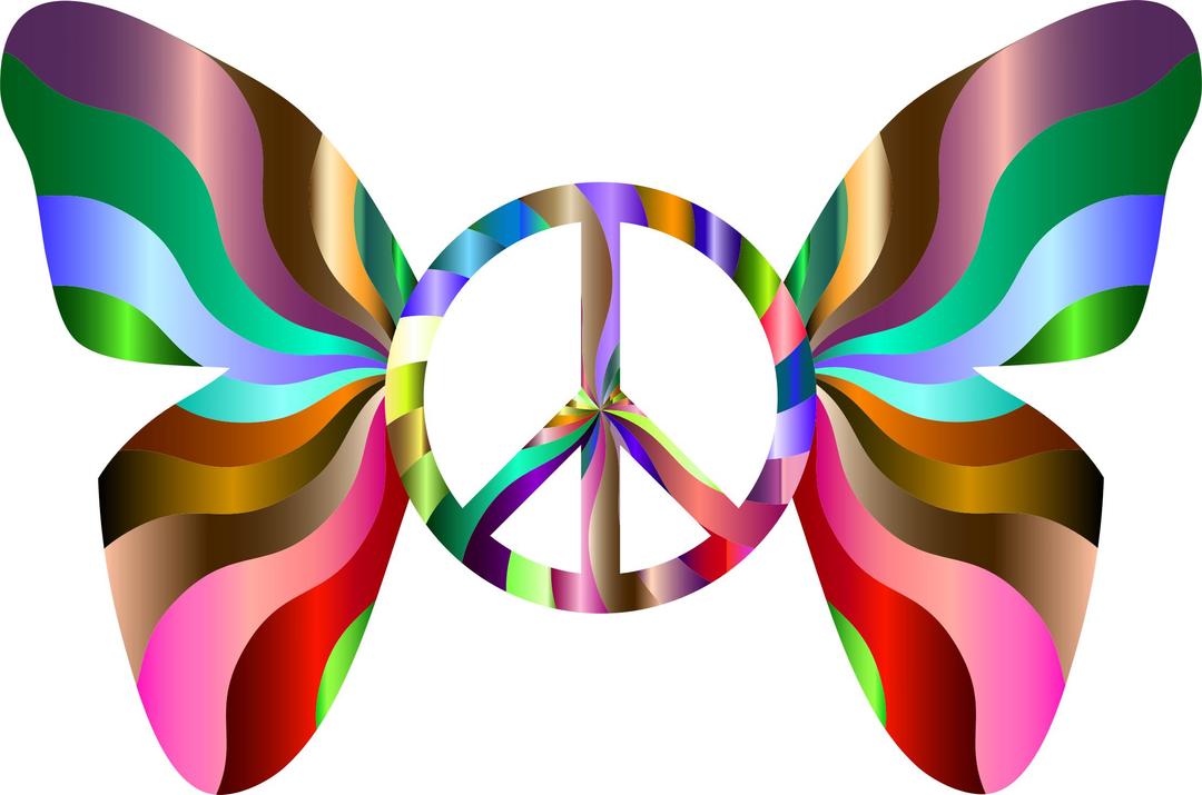 Groovy Peace Sign Butterfly 8 png transparent