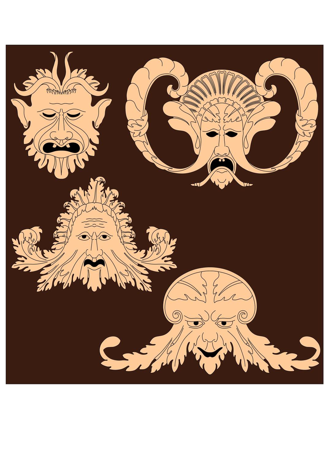 Grotesques from carved panels png transparent
