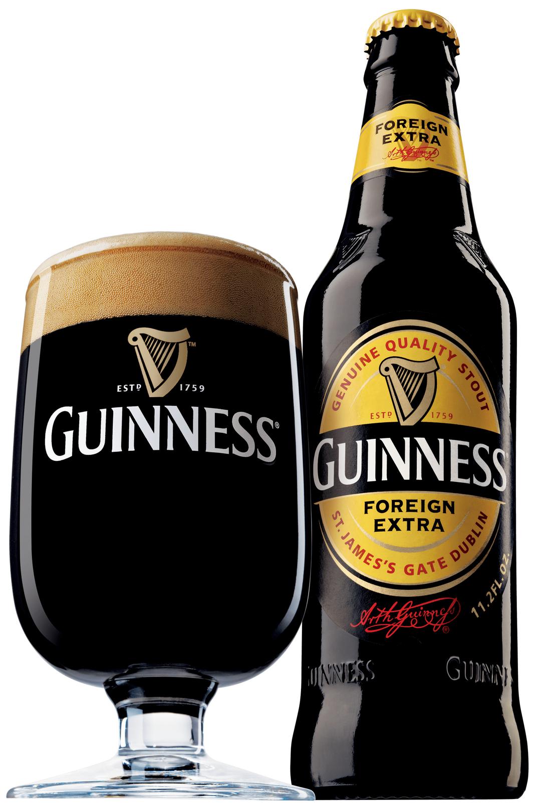 Guinness Foreign Extra Bottle and Glass png transparent