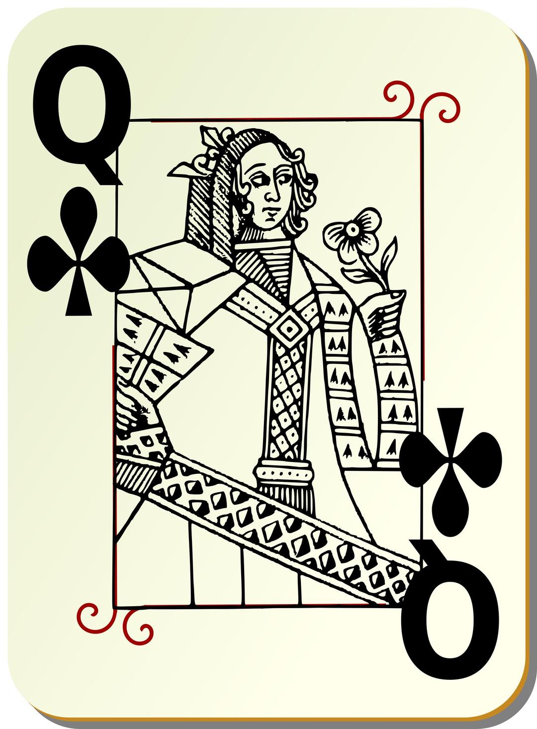 Guyenne deck: Queen of clubs png transparent