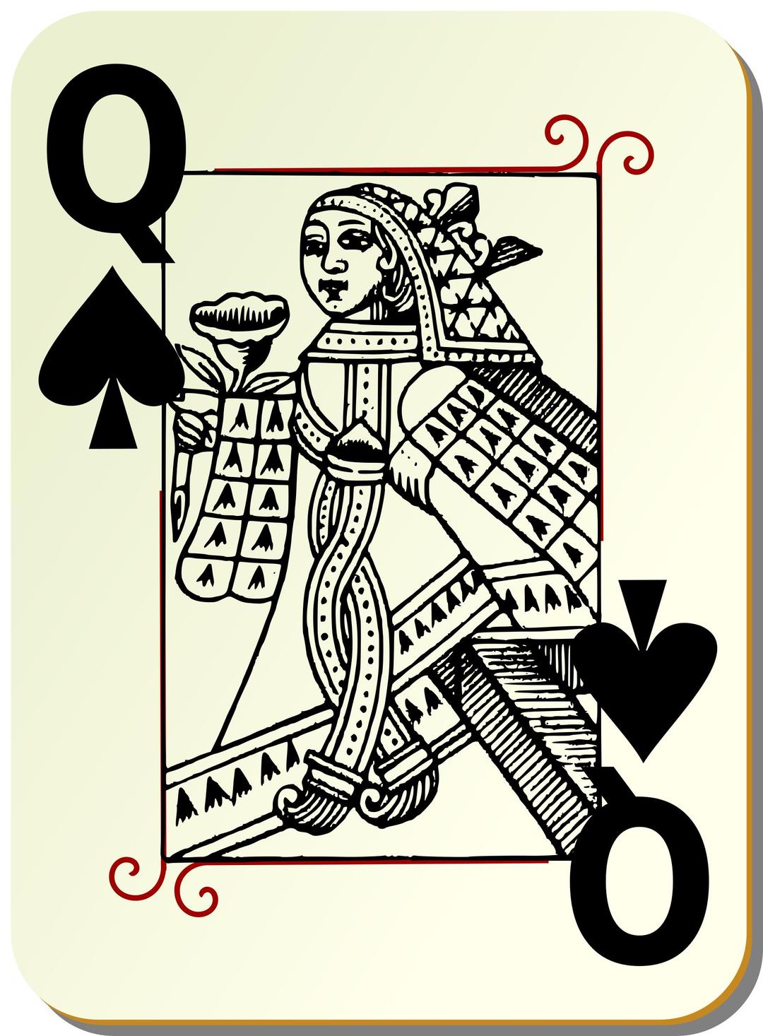 Guyenne deck: Queen of spades png transparent