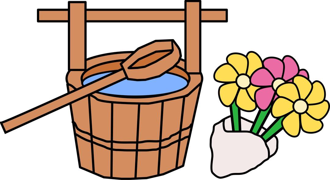 Hakamairi - Bucket and Flowers png transparent