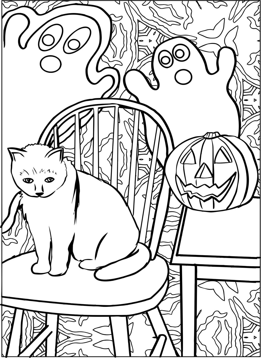 Halloween Cat Line Art png transparent