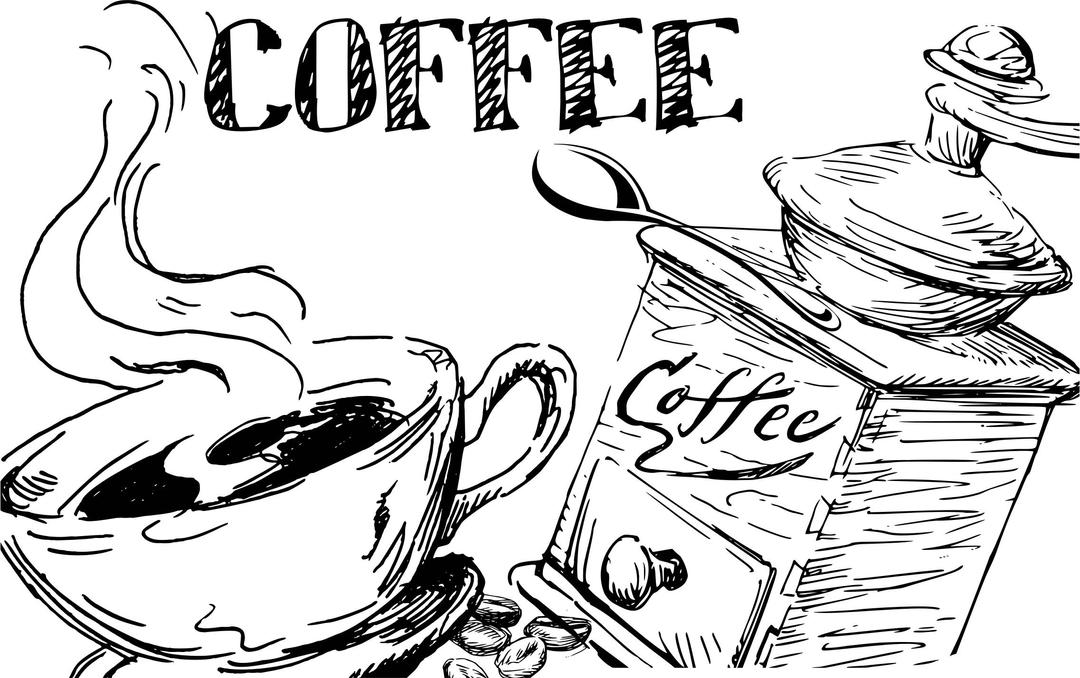 Hand Drawn Coffee Line Art png transparent