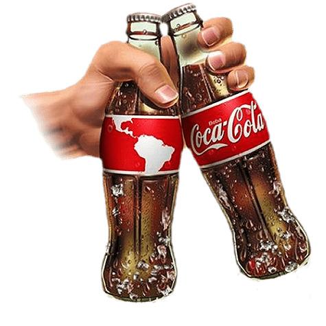 Hand Holding 2 Coca Cola Bottles png transparent