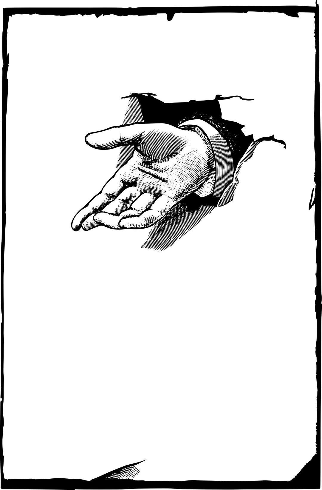 Hand punching through page png transparent