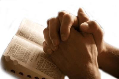 Hands Praying on Bible png transparent
