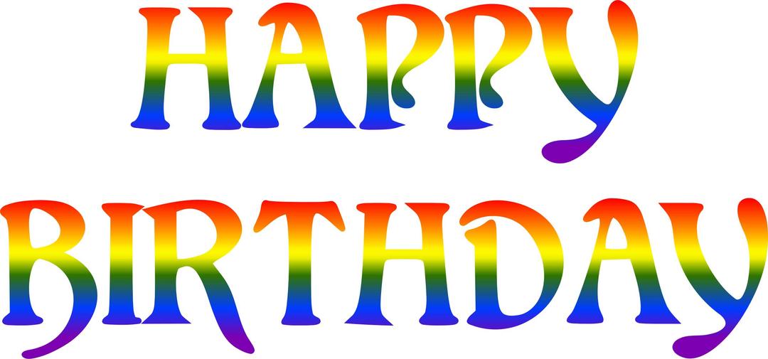 Happy birthday rainbow typography png transparent