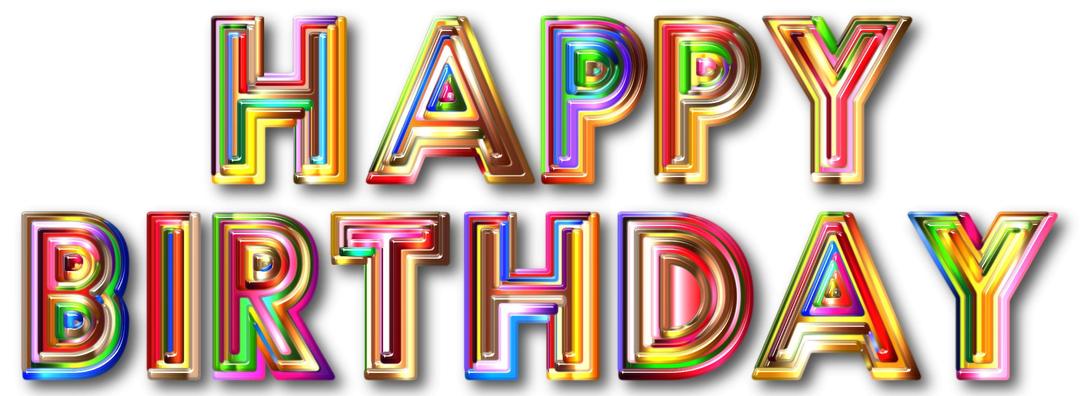 Happy Birthday Typography With Drop Shadow png transparent