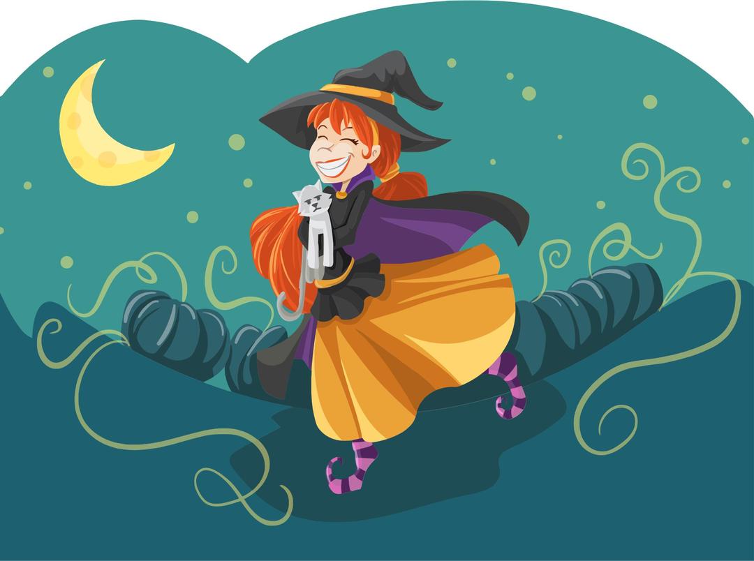 Happy Cartoon Witch png transparent
